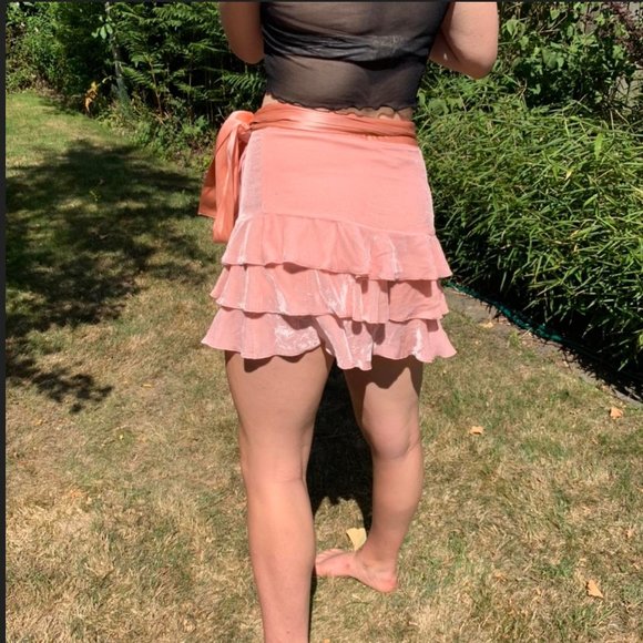 NEW sz M JUICY COUTURE Ruffle Velvet Wrap skirt - Picture 10 of 10